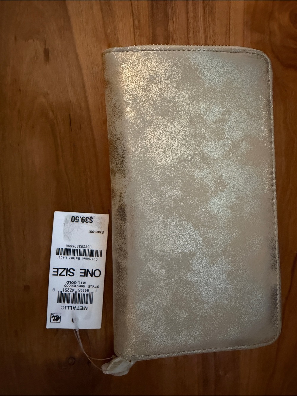 Style & Co. Metallic Gold Zip-Around Wallet